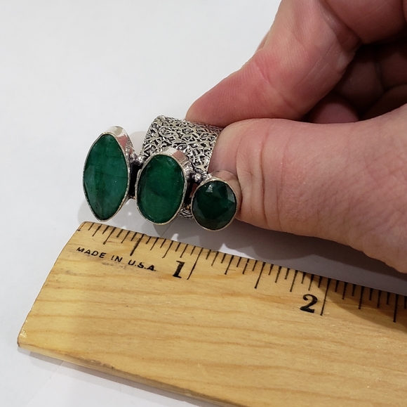 Sakota, Emerald gemstone 925 silver ring - Picture 7 of 15